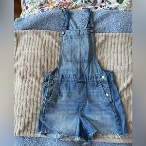 Madewell Light Blue Denim Overall Shorts